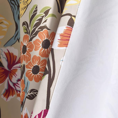 Lush Decor Dolores Light Filtering Window Panels, Pair, 52" W x 84" L, Neutral & Multi - Floral Curtains for Bedroom - Vintage Curtains - Coquette Room Decor