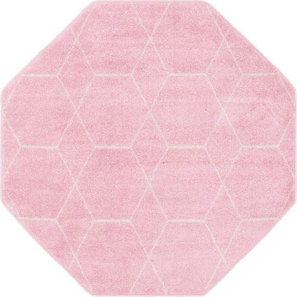 Unique Loom Trellis Frieze Collection Area Rug - Geometric (5' Octagon, Light Pink/ Ivory)