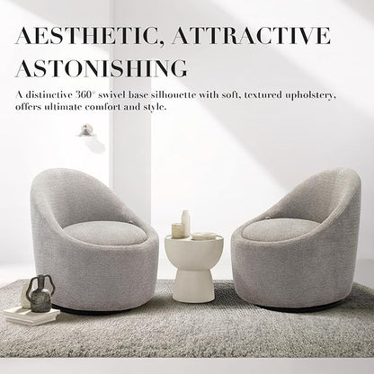 360° Swivel Accent Chair, Mid-Century Modern Chair with Hidden Storge, Small Swivel Chair with Arms for Living Room/Office-Light Grey