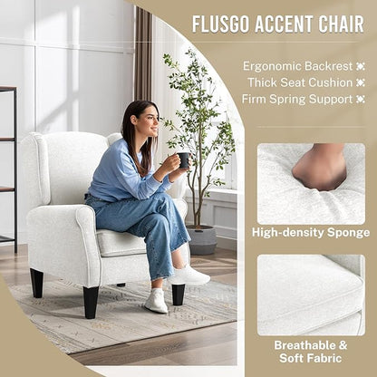 Accent Chair, Modern Living Room Chairs with Wingback, Comfy Upholstered High Back Single Sofa for Bedroom, Mid-Century Reading Armchair Sillas para Sala