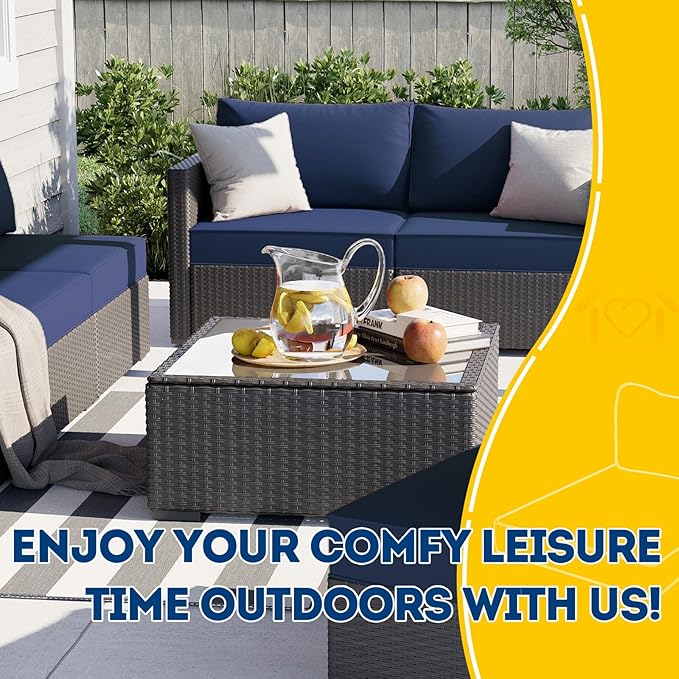 AAAAAcessories Outdoor Deep Seat Cushions, Waterproof, Fade-Resistant Patio Furniture Replacement Cushions, 23.5" x 25.5" x 5" + 23.5" x 13.5", Navy Blue