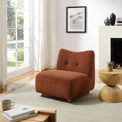 Art Leon Modern Accent Chair - Fabric Modular Single Sofa Chair Armless Chair with Wooden Legs for Bedroom Living Room Brown