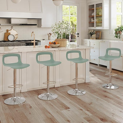 NOBPEINT Contemporary Chrome Air Lift Adjustable Swivel Bar Stool (6 Pieces, Mint Green)