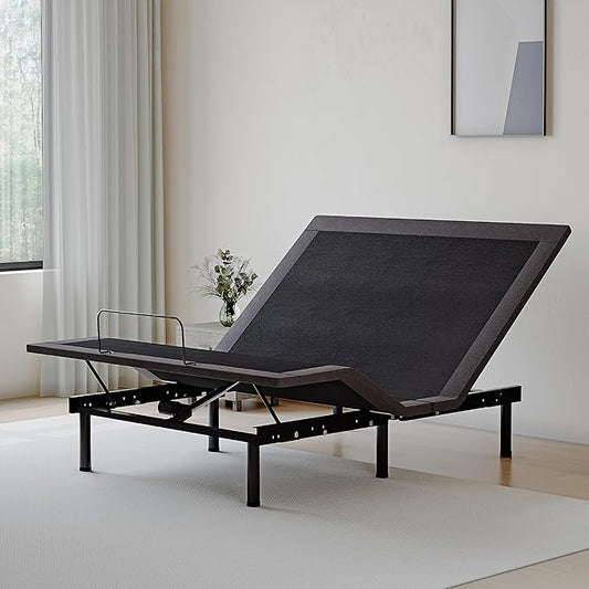 Full Adjustable Bed Base Frame,Electric Bed with Head and Foot Incline, Soft Cover & Zero Gravity & Wireless Remote with Backlight, 75"×54"×12",Black