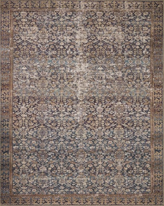 Loloi Amber Lewis Georgie Collection GER-05 Denim/Spice 2'-6" x 12'-0", .19" Pile Height, Runner Rug