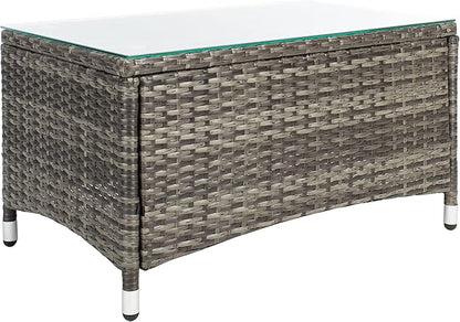 SAFAVIEH Outdoor Collection Bandele Grey Brown/White Cushion 4-Piece Conversation Patio Set PAT7506C