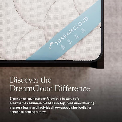 DreamCloud Premier 13" Queen Mattress - Luxury Hybrid Memory Foam - 365 Night Trial - Premium Pressure-Relieving Layers - Forever Warranty - Mattress in a Box - CertiPUR-US Certified