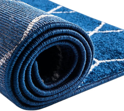 Unique Loom Trellis Frieze Collection Area Rug - Geometric (6' 1" x 9', Navy Blue/ Ivory)