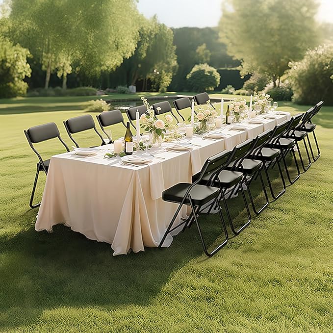 10 Pack Padded Folding Chairs with Cushion, Foldable Dining Chair Set Portable Indoor Outdoor Stackable Folding Chairs with Steel Frame for Home Office Events Wedding Party Black