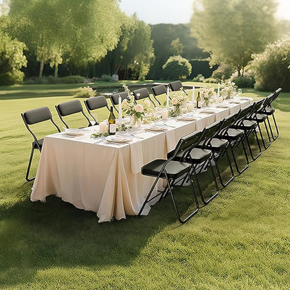 10 Pack Padded Folding Chairs with Cushion, Foldable Dining Chair Set Portable Indoor Outdoor Stackable Folding Chairs with Steel Frame for Home Office Events Wedding Party Black