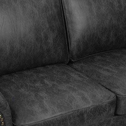 Living Room Furniture Sets,Mid-Century Vintage Sofa Couches with Rivet Design (Grey, Single+Loveseat)