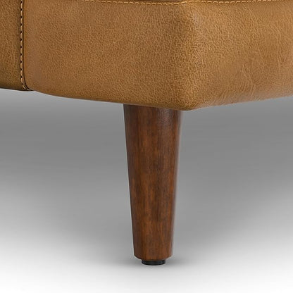 SIMPLIHOME Livingston 76-inch Wide Sofa in Sienna Top Grain Genuine Leather, Handcrafted Mid-Century Modern Loveseat for Living Room, Compact 2-Seater with Feather-Wrapped Cushions