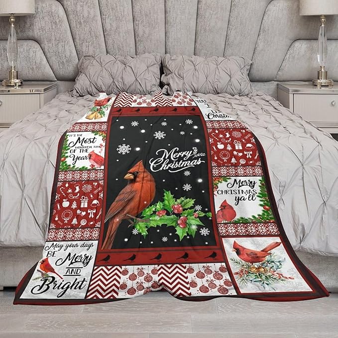 Cardinal Christmas Throw Blanket for Kids & Adults - Soft, Warm & Cozy Fleece for Couch, Sofa & Bed - 40"x50"