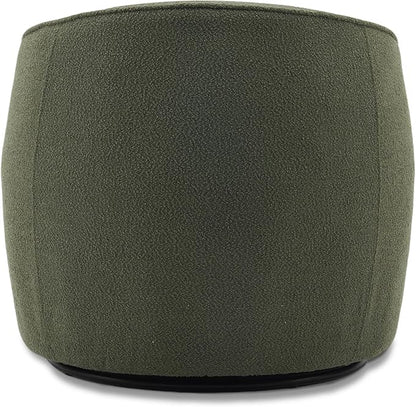 Swivel Accent Chair, Modern Upholstered Boucle Barrel Arm Chairs with Pillow for Living Room, 360 Degree Round Swivel Sherpa Armchair with Round Base for Bedroom Club (1, Green)