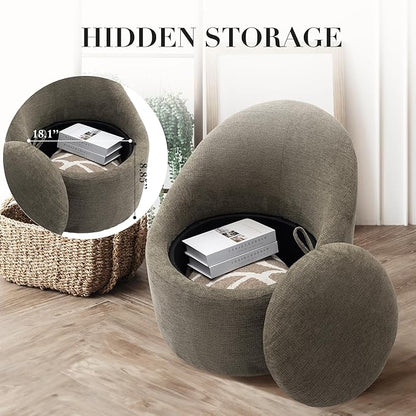 360° Swivel Accent Chair Set of 2, Mid-Century Modern Chair with Hidden Storge, Small Swivel Chair with Arms for Living Room/Office - Green
