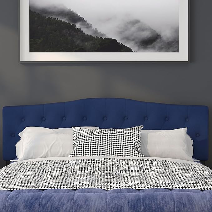 BizChair Tufted Upholstered King Size Headboard in Navy Fabric