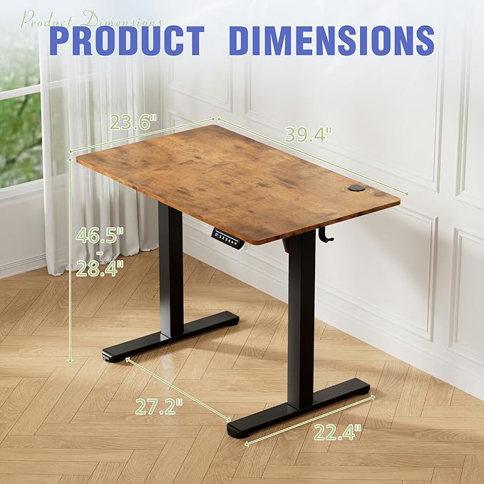 Homall Height Adjustable Electric Standing Desk, Memory Stand up Desk with Headphone Hook, Home Office Desks with Splice Board