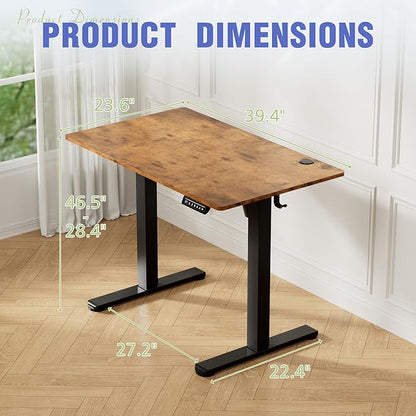 Homall Height Adjustable Electric Standing Desk, Memory Stand up Desk with Headphone Hook, Home Office Desks with Splice Board