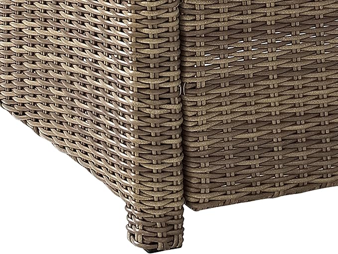 Crosley Furniture Bradenton 3-Piece Outdoor Sofa Patio Furniture Set, Wicker Conversation Sets for Porch, Brown with Gray Cushions