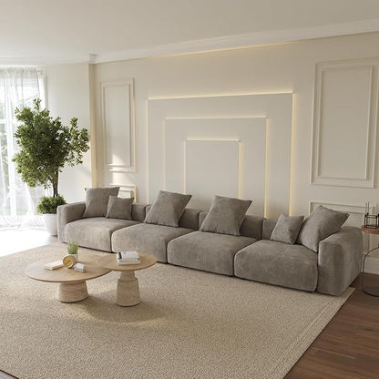 WJShome Modular Sectional Sofa Couch,181.1inch Oversized 4 Seater Couch, Upholstered with Corduroy Fabric Couches with 6 Pillows,Cushion Covers Removable& Washable