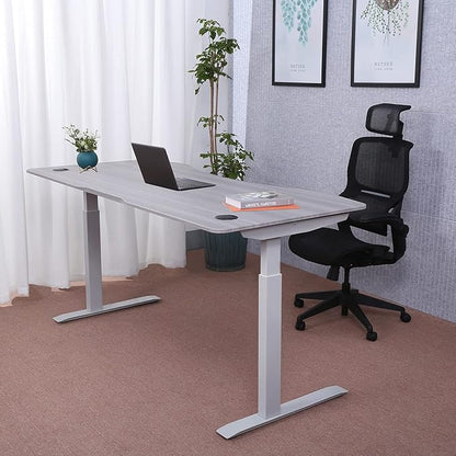 ApexDesk Elite Pro Series 71" x 33" Electric Height Adjustable Stand up Desk, Sit Stand Home Office Desk, Computer Desk - Curved Grey Top/White Frame