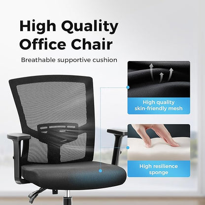 MAISON ARTS Mesh Office Chair Ergonomic Home Desk Chair Mid-Back Computer Task Chair with Breathable Mesh and Adjustable Armrests for Home Office
