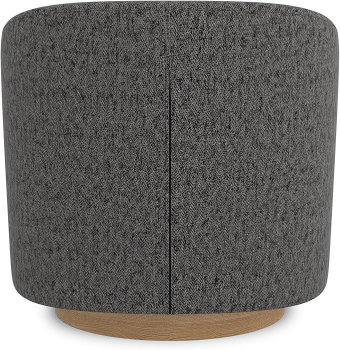 Swivel Accent Chair, Upholstered Modern Barrel-Curved Arm Chair, Velvet Fabric Comfty Sofa Reading Chair with Solid Wood Base for Living Room, Bedroom, Club, Pebble Grey