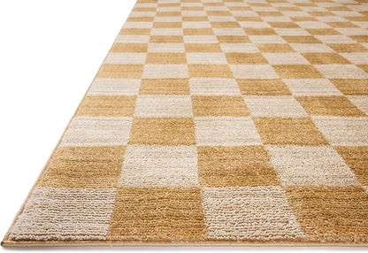 Loloi Chris Loves Julia Calvin Collection CLV-01 Apricot/Ivory 2'-3" x 3'-10" Accent Rug Checkered Neutral Soft Living Room Bedroom Carpet