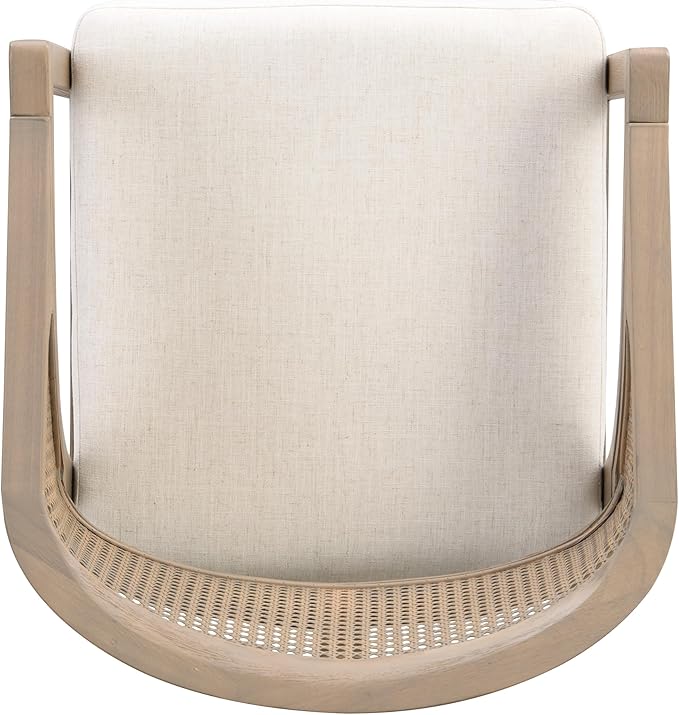 Christopher Knight Home Set of 2 Morley Wooden Counter Stool,Dining Room/Kitchen Island Barstool with footrest, Curved Backrest,Wicker/Cane Accents,Soft Removable Cushions, Light Beige+Light Ash