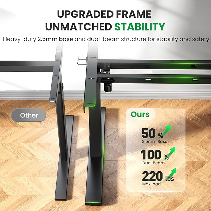 SIAGO Electric Standing Desk Adjustable - 63x30 Inch Sit Stand Desk with 1 Inch Thick Tabletop, Double Beam Frame, 3 Memory Height Adjustment, Cable Management for Home Office