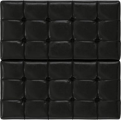 SIMPLIHOME Harrison 30 inch Wide Transitional Square Small Coffee Table Storage Ottoman in Midnight Black Vegan Faux Leather, Assembled, for The Living Room and Bedroom