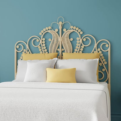 KOUBOO Peacock Rattan Headboard, California King, Natural Color