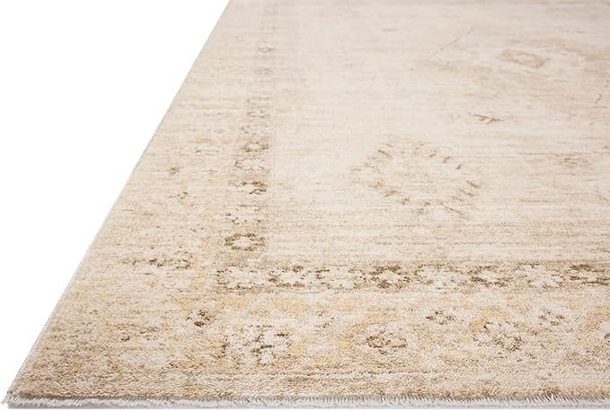 Loloi Chris Loves Julia Palma Collection PLM-06 Natural/Smoke 2'-7" x 10'-0" Fringe Runner Rug Vintage Style Boho Living Room Bedroom Carpet