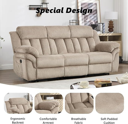 CANMOV Recliner Sofa Set, Oversize Power Lift Recliner Chair, Manual Loveseat and 3-Seat Sofa with Overstuffed Armrest for Living Room,Bedroom Furniture,Office,1+2+3 Seat Light Brown