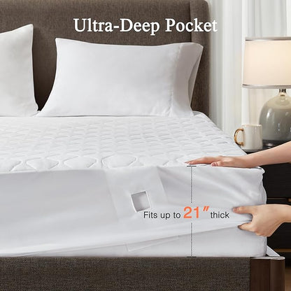 Beautyrest Cotton Heated Mattress Pad - Bed Warmer with 20 Heat Settings Controller, Auto Shut Off Timer, All Around Elastic Deep Pocket, UL Certified, Machine Washable, White Cal King