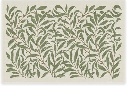 RUGGABLE x Morris & Co Washable Area Rug– Pure Willow Boughs Green 2x3, Stain-Resistant, Non-Slip –Small Machine Washable Rugs for Living Room, Bedroom, Hallway, Entryway & Bathroom–with Standard Pad
