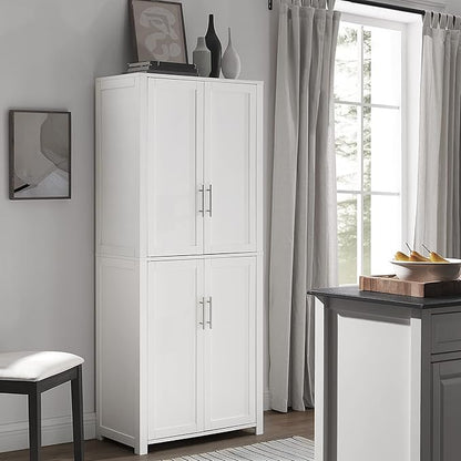 Crosley Furniture Savannah Tall Pantry Storage Cabinet with Shelves, Kitchen, Dining, or Laundry Room, White