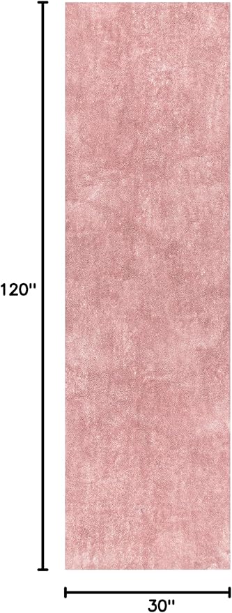 nuLOOM 2' x 10' Cozy Plush Area Rug, Machine Washable, Non-Slip, Soft Fluffy Shag Carpet for Living Room Bedroom Kids Room Nursery Home Decor, Loni Pink