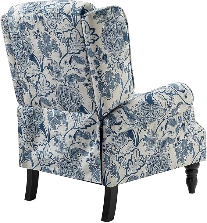 HULALA HOME Upholstered Wingback Recliner Chair, Small Adjustable Footrest Push Back Single Reclining Sofa, Mid Century Modern Lounge Armchair for Living Room, Bedroom, Reading/Jacobean