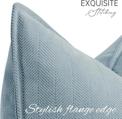 ZWJD Throw Blue Pillow Covers 20x20 inch Set of 2 Chenille Pillow Covers with Elegant Design Soft and Luxurious Decorative Throw Pillows for Couch, Bed, and Home Decor (Light Blue)