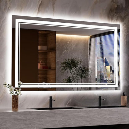 48x28 Inch LED Bathroom Mirror with Lights, Backlit and Front Lighted Bathroom Mirrors for Wall, Anti-Fog Dimmable, Memory, Shatterproof, LED Vanity Mirror for Bathroom