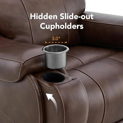 CHITA Large Power Zero Gravity Recliner Chair, Genuine Leather Recliner Chair for Adults with Adjustable Power Headrest and Hidden Slide-Out Cupholders, USB and Type-C Ports, Dark Brown