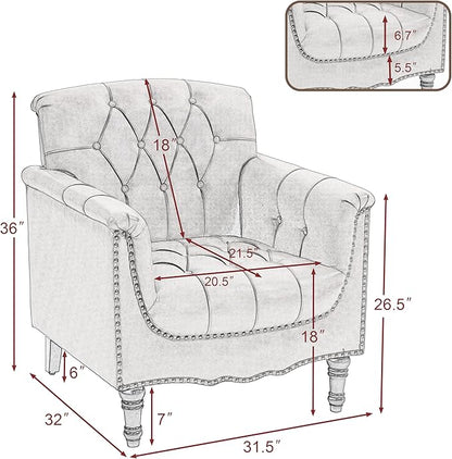 UIXE Faux Leather Accent Chairs Set of 2, Comfy Club Chair Upholstered Armchair for Living Room, Button Tufted Arm Chair Retro Single Sofa Side Reding Seat for Bedroom - Black