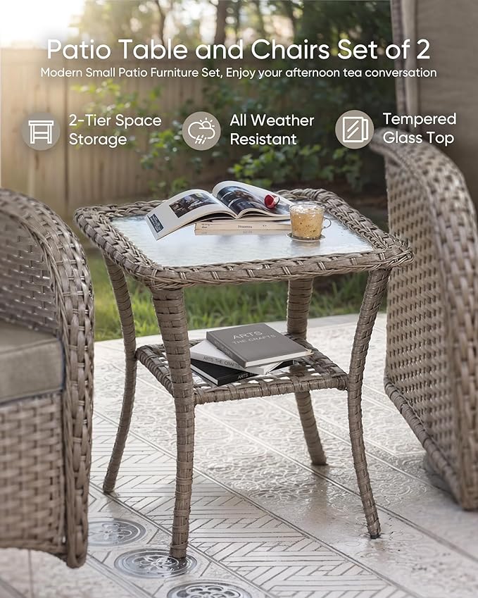 HUMMUH 7 Pieces Outdoor Furniture Set-All Weather Wicker Rattan Couch with Outdoor Rocking Chair Patio Furniture for Deck Lawn Porch Balcony Poolside-Grey/Grey
