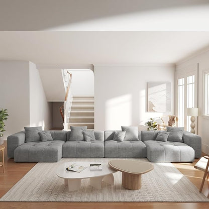 WJShome 183" Oversized Modular Sectional Sofa, U Shaped Couch with Ottoman,Sectional Couches for Living Room,Large Linen Deep Seat with Pillow Couches for Home,Spacious Space,Gray
