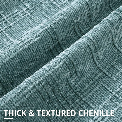 decorUhome Teal Chenille Throw Pillow Covers 16x16 Set of 2 Thick Textured Slubby Couch Pillow Covers Farmhouse Accent Modern Neutral Decorative Pillow Cases for Bed Sofa Living Room