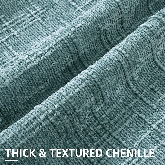decorUhome Teal Chenille Throw Pillow Covers 22x22 Set of 2 Thick Textured Slubby Couch Pillow Covers Farmhouse Accent Modern Neutral Decorative Pillow Cases for Bed Sofa Living Room
