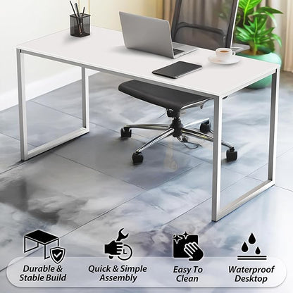 SHW Mission 55-Inch Home Office Computer Desk, White