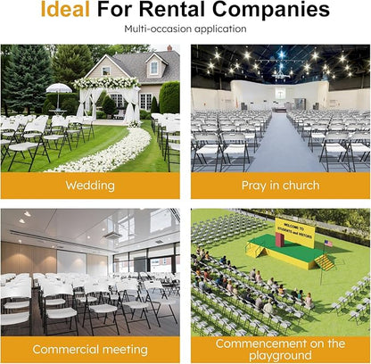 30 Pack Folding Chairs, 700lbs Capacity Heavy Duty Folding Chair with Reinfoced Steel Frame for Indoor/Outdoor Use, White Plastic Foldable Chairs for Party, Patio, Meeting, Wedding and School