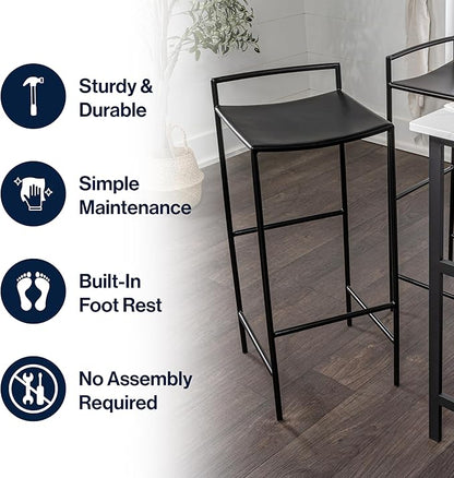 JONATHAN Y BSL1004A Svelte 30" Coastal Contemporary Iron Saddle-Seat Low-Back Bar Stool with Foot Rest for Home, Kitchen, Dining Room, Workspaces, Cafes and Resturants, Black Frame